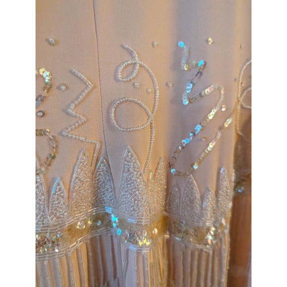 Fabrice Silhoutte Vintage Fringe Beaded Peach Dress size 6 - Picture 8 of 16